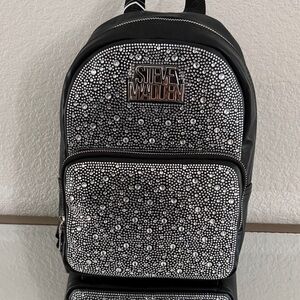 Steve Madden Black Backpack with Silver Rhinestones